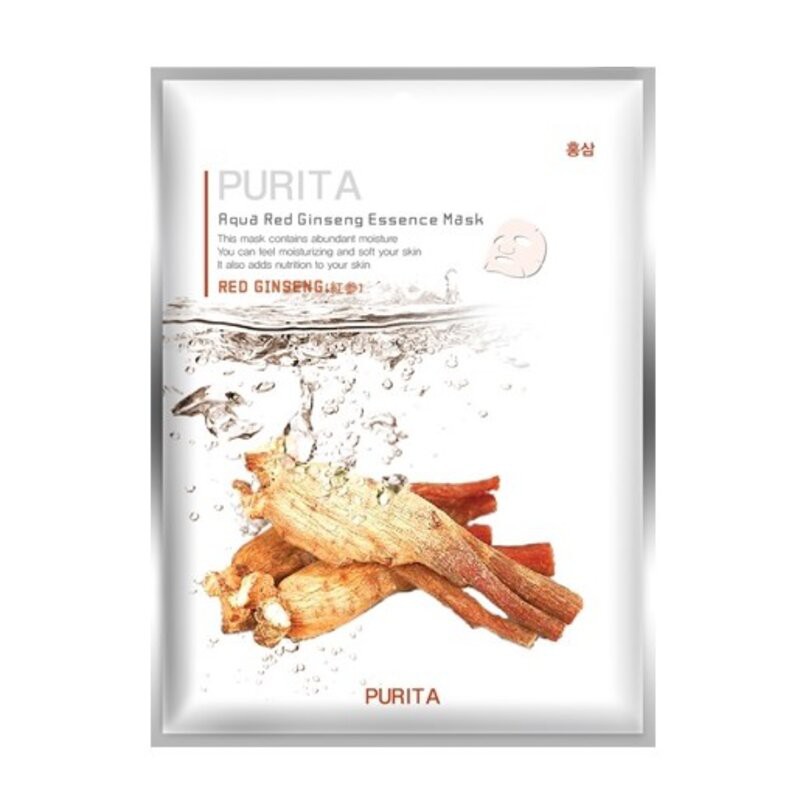 Mặt Nạ Giấy Purita Chiết Xuất Hồng Sâm 22g Aqua Red Ginseng Essence Mask #15