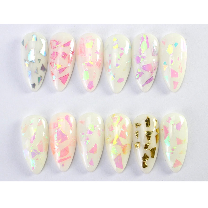 [Hàng mới về] Hộp phụ kiện kim tuyến hạt không đều trang trí móng và đồ nhựa resin epoxy thủ công 12 màu sắc tùy chọn