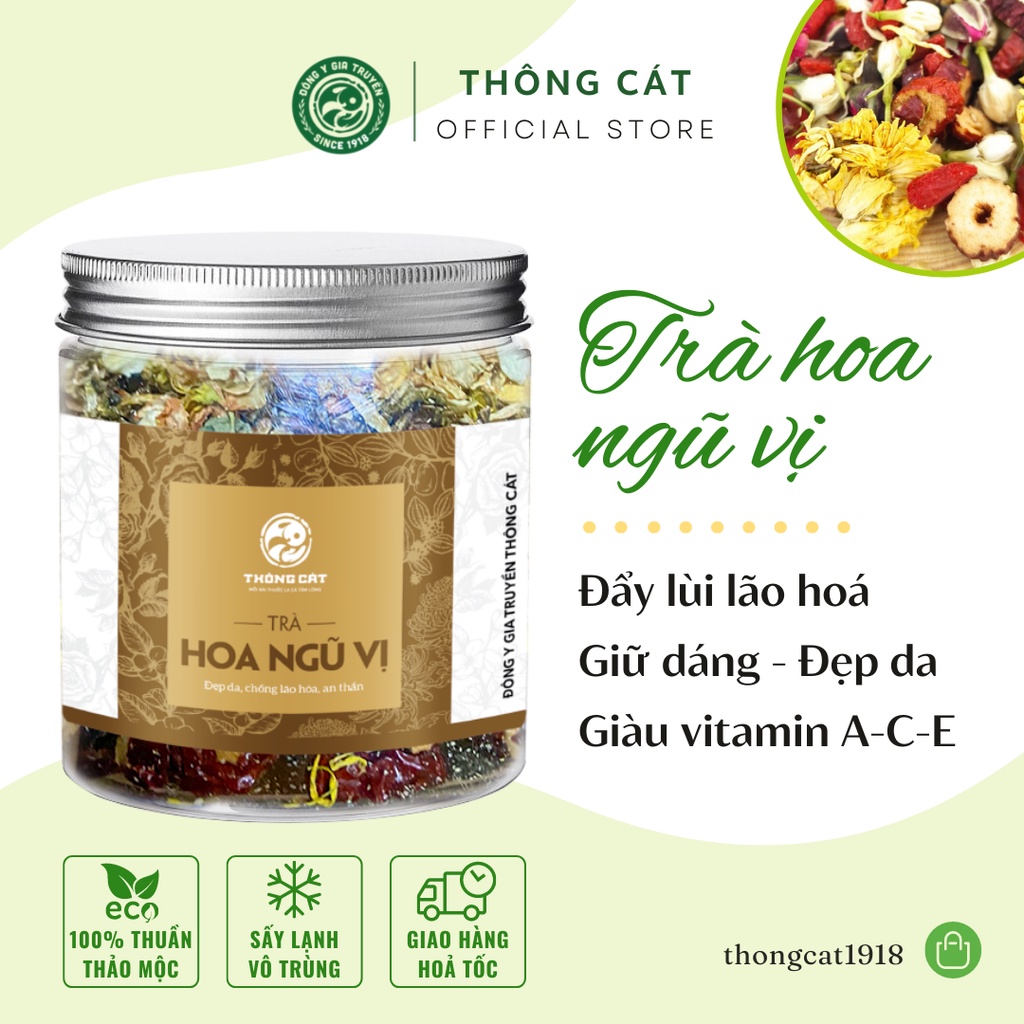 Trà hoa sấy khô ngũ vị Đông y gia truyền Thông Cát- Thanh nhiệt giải độc, đẹp da sau 1 tuần sử dụng