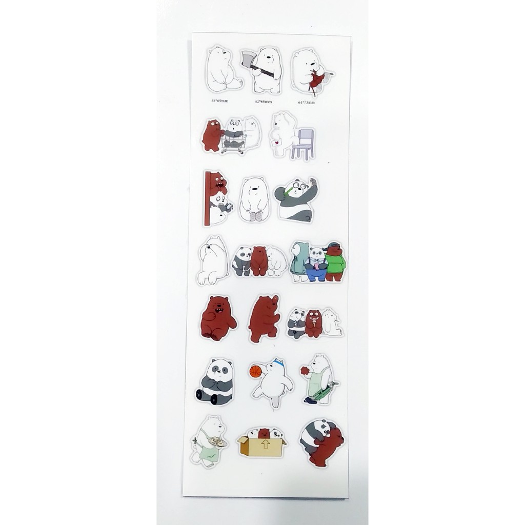 sticker ba anh em gấu SI1 hình dán dễ thương trang trí dán sổ dán điện thoại 1 tờ bullet journal 7*19,5cm