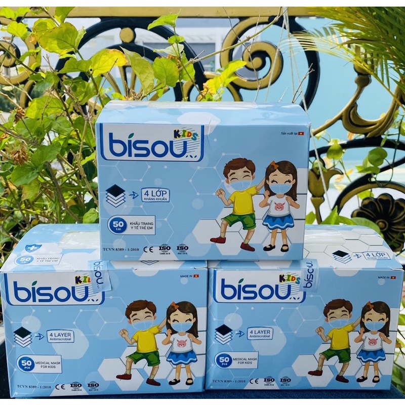 KHẨU TRANG Y TẾ TRẺ EM BISOU HỘP 50 CÁI( TỪ 5-12 TUỔI)