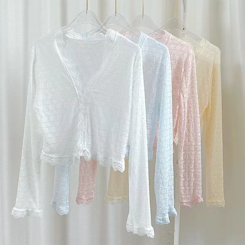 Áo Khoác Cardigan Ren Mỏng Dáng Ngắn Thời Trang Mùa Hè Dành Cho Nữ