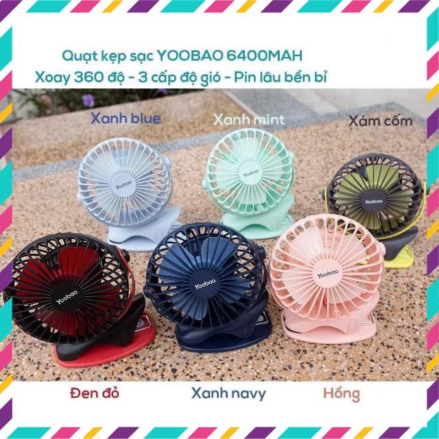 [Chính Hãng]  Quạt tích điện Yoobao 6400MAH, kẹp sạc mini cầm tay 4 cấp độ gió,kỳ diệu mẹ khỏe con vui