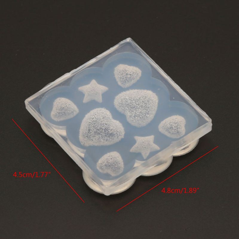 Khuôn silicon làm mặt trang sức kẹo resin hình trái tim ngôi sao