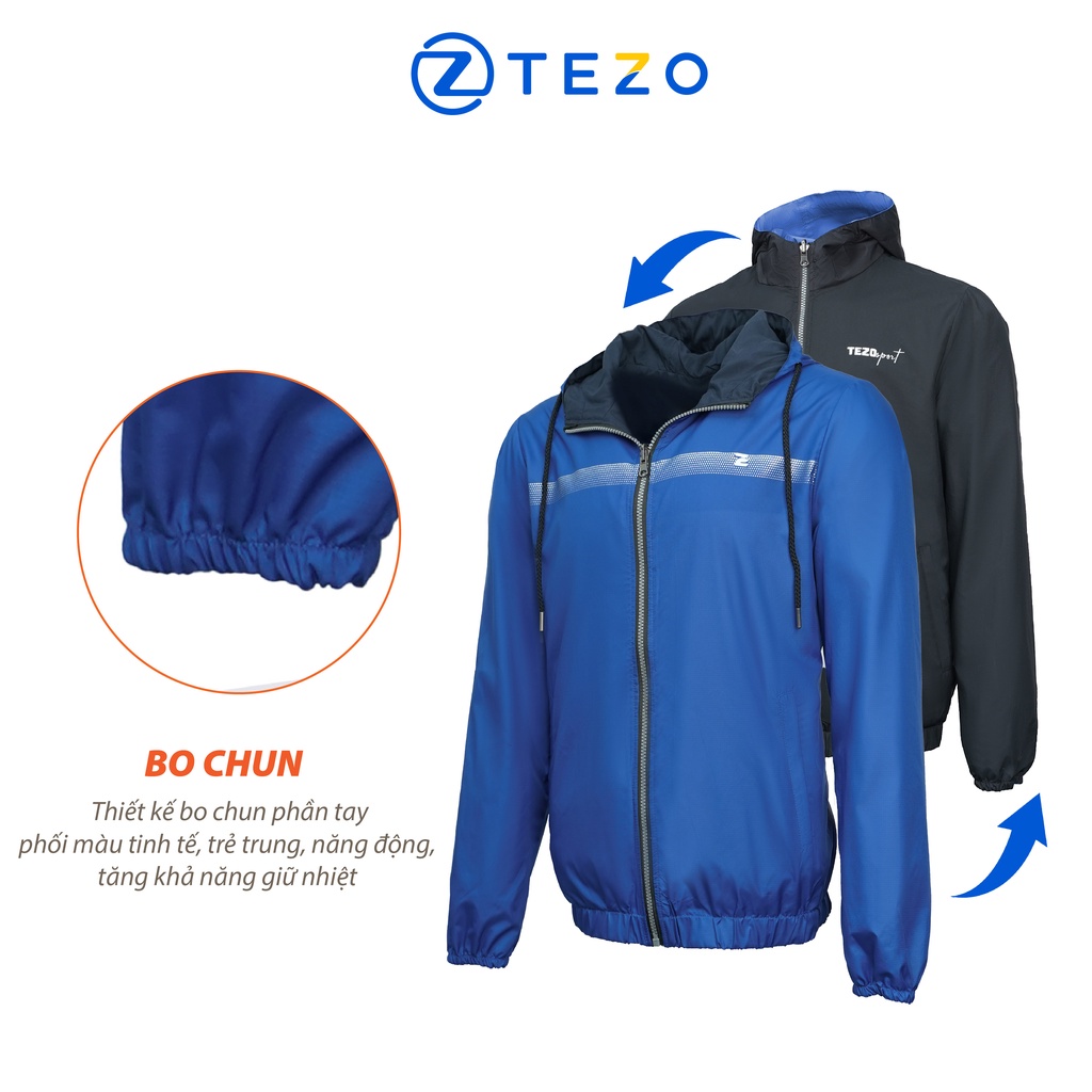 Áo gió nam có mũ 2 mặt Tezo chống thấm nước 22AG2T003