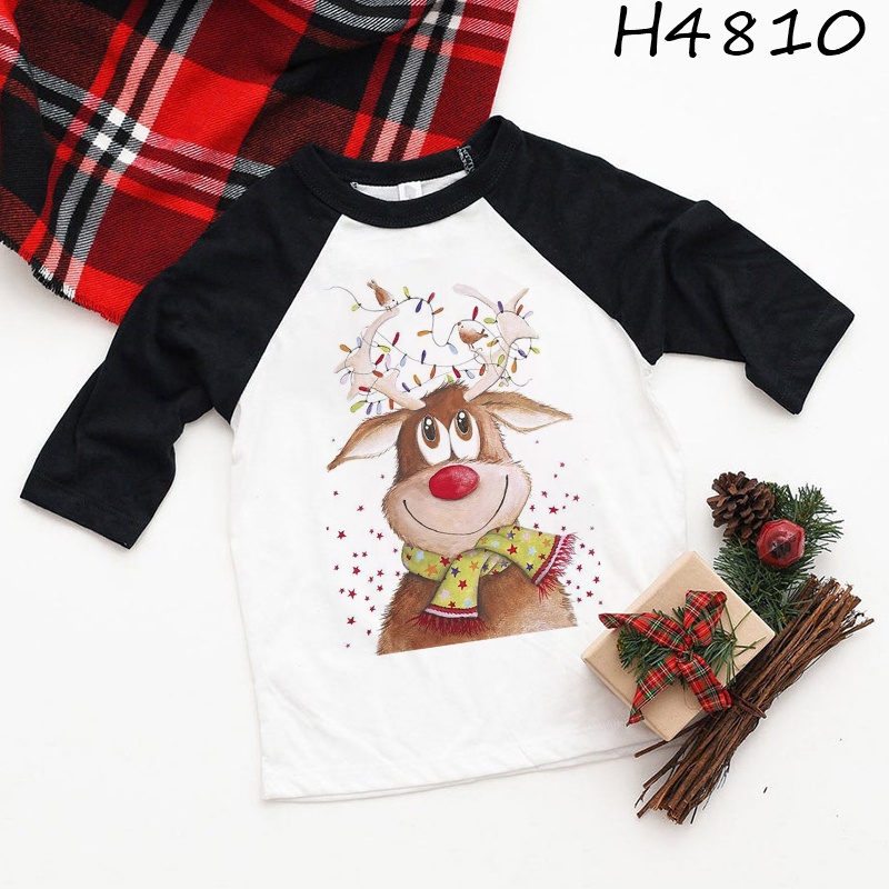 Áo Thun raglan Hình Tuần Lộc Giáng Sinh Cho Bé Trai Bé Gái Sinh Nhật Tiệc Mừng Giáng Sinh