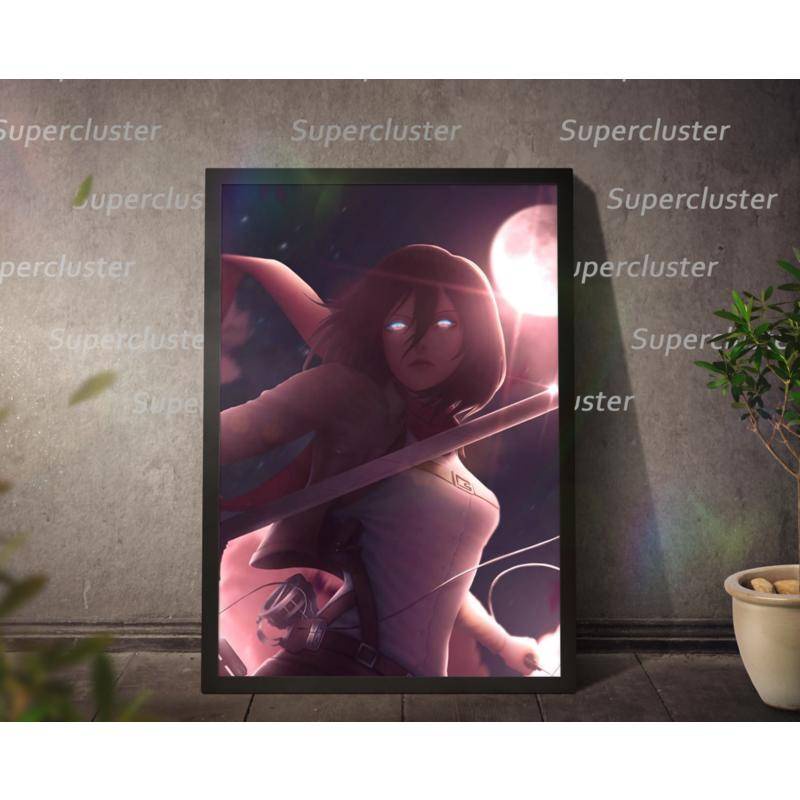 Tranh Vải Bạt Treo Tường In Hình Attack On Titan Eren Và Mikasa Trang Trí Nhà Cửa