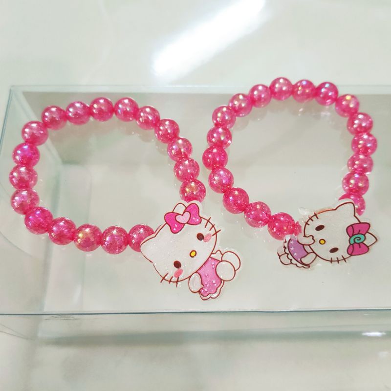 Vòng tay bé gái hình mèo Kitty hạt bóng siêu đẹp co giãn