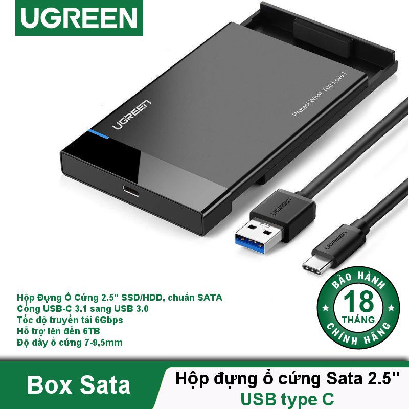 Hộp đựng ổ cứng 2.5 inch SSD, HDD hỗ trợ 6TB, chuẩn SATA UGREEN US221 vỏ nhựa ABS - Hàng chính hãng | WebRaoVat - webraovat.net.vn