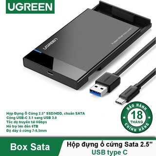 Mua Hộp Đựng Ổ Cứng 2.5  SATA SSD/HDD USB-C 3.1 Hỗ trợ 6TB Ugreen 50743 Chính Hãng US221