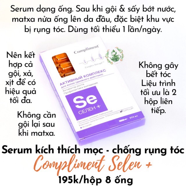 Xịt tóc và Serum tóc Compliment Selen ngừa và giảm rụng, kích thích mọc tóc