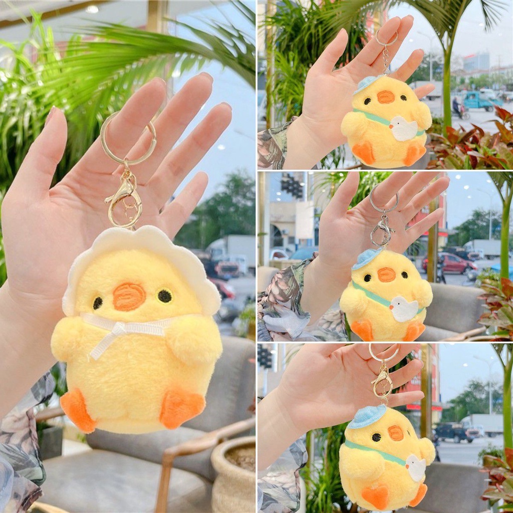 Móc Khóa Hình Gà Con Nhồi Bông Đáng Yêu 9cm