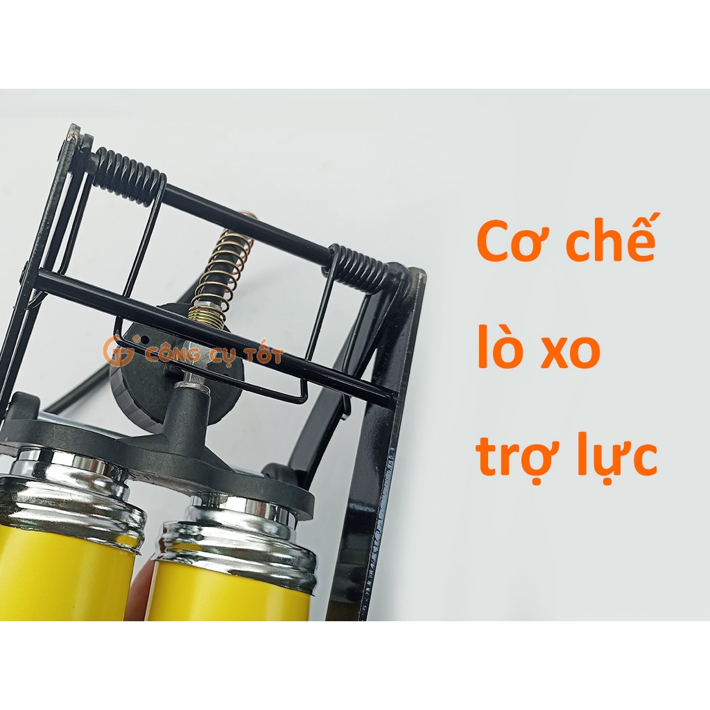 Bơm chân 2 ống pitong 440cc áp 100psi 7 cân hơi hiệu LS+ bơm xe đạp, xe máy, oto...