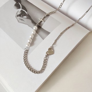 Dây Chuyền Mặt Hình Trái Tim Đính Ngọc Trai Thời Trang Sáng Tạo Phong Cách Âu Mỹ 0306-2