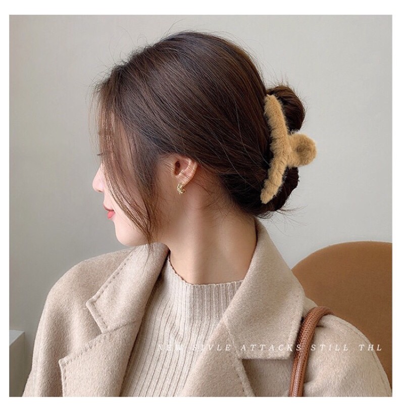 Kẹp tóc càng cua lông mịn phong cách Hàn Quốc dễ thương