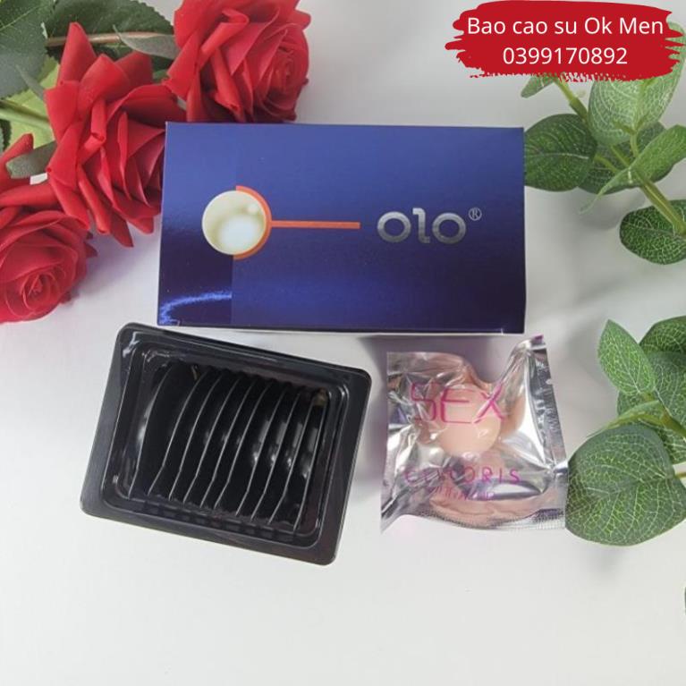 Bao Cao Su OLO 001 Bead Entering Xanh Siêu Mỏng Có Hạt Mềm Tăng Kích Thước Hộp 10 BCS 1 Hạt