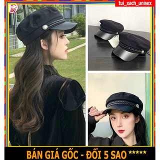 ❤️ SIÊU HÓT - DU LỊCH ❤️ Mũ Beret Nồi Nữ Kiểu Dáng Hàn Quốc - Nón lưỡi chai mỏ da cực ngầu phối dây thừng đen chất nỉ