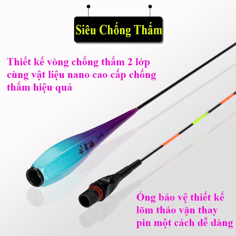 [Tặng Pin] Phao Câu Đài , Câu Đêm YI LIU lục giác siêu nhạy, truyền tín hiệu cực nhanh PC-19