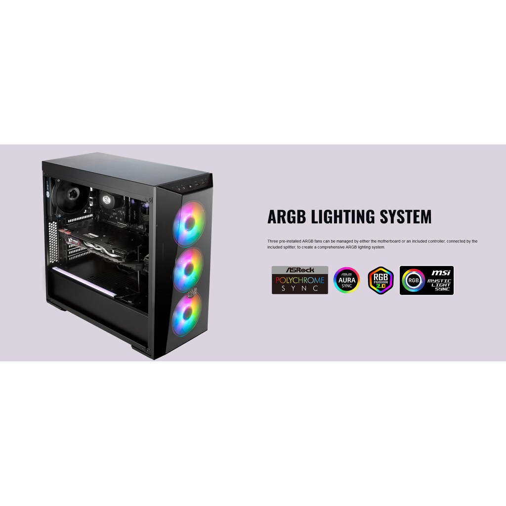 Vỏ Case Cooler Master MasterBox Lite 5 ARGB (Mid Tower/Màu đen/Led ARGB)