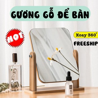 Gương Trang Điểm Để Bàn Gương Gỗ Mini Tiện Lợi LIMO.H
