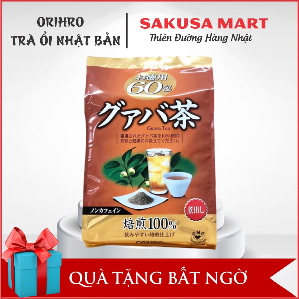 Trà Ổi Orihiro 60 túi lọc  Trà lá ổi Guava tea Nhật Bản Hỗ Trợ Giảm Cân