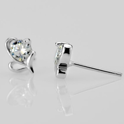 Khuyên tai bằng bạc 925 đính đá hình trái tim thời trang cho nữ