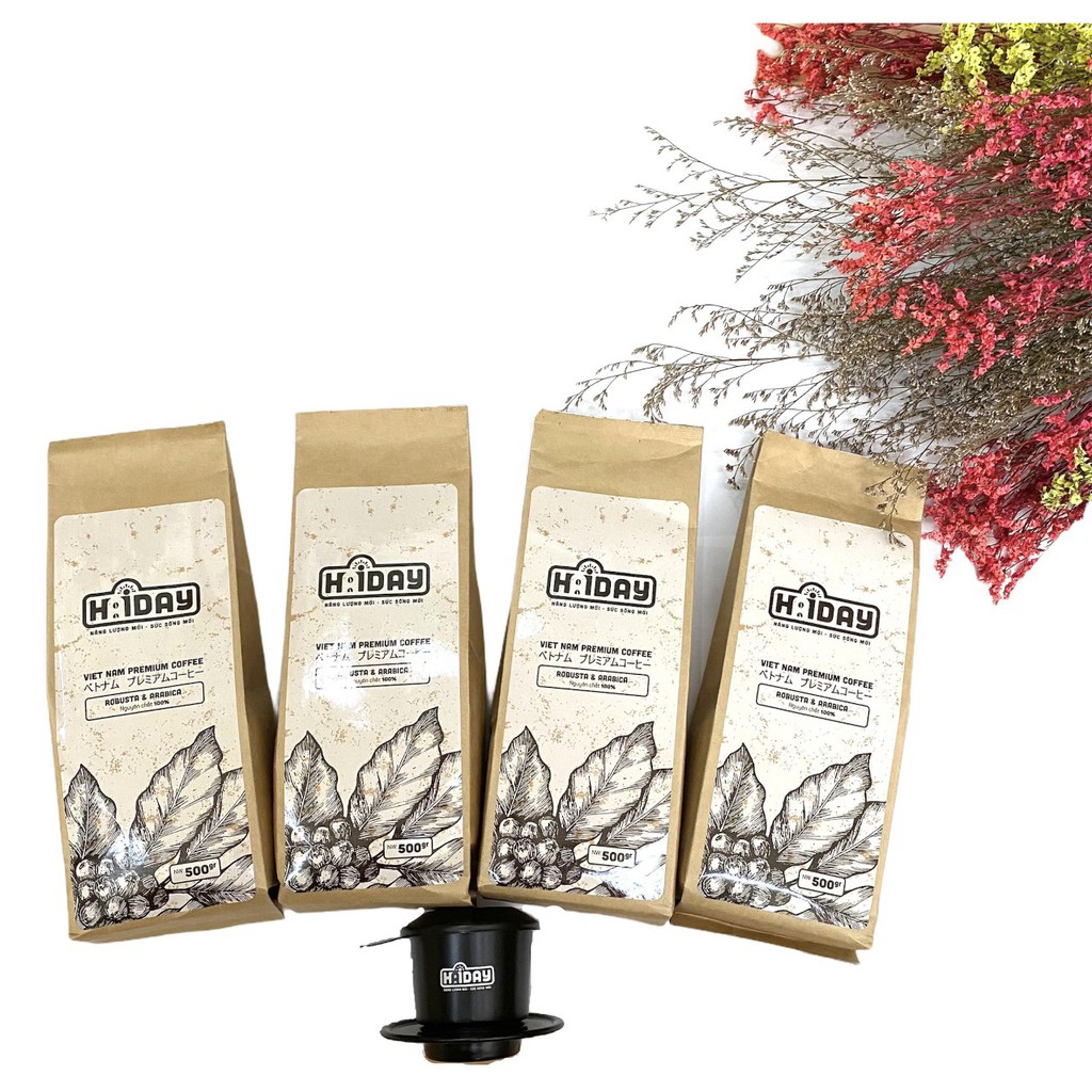 Cafe Hi Day Với Thành Phần Robusta và Arabica Rang Mộc 100% (Gói 500gram) | BigBuy360 - bigbuy360.vn
