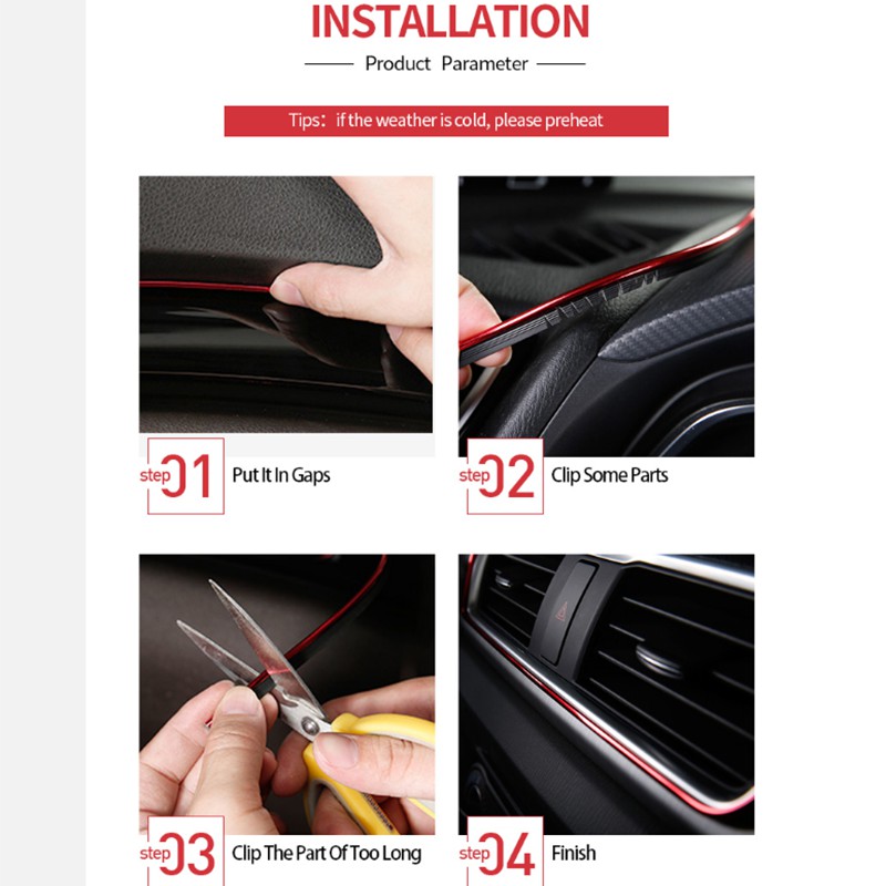 Dải dán trang trí nội thất/bảng điều khiển xe ô tô SEAMETAL thiết kế linh hoạt 3/5m DIY