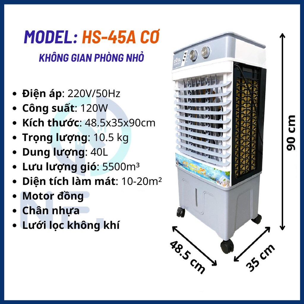 [ Freeship ] QUẠT ĐIỀU HOÀ HƠI NƯỚC HS-35A/ HS35A/ HS-588A/ HS588A  CÓ BÁNH XE + TẶNG 2 ĐÁ KHÔ