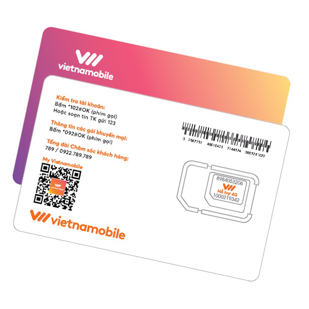 Sim S-Vibes SV120 Miễn phí Gọi nội mạng Thẻ cào điện tử 120K - 16GB Data 4G Vietnamobile - Mua 1 tặng 1 sim gift