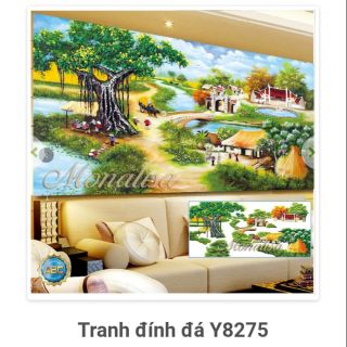 Tranh đính đá phong cảnh làng quê y8274 (130*65) , y8275 (160*75) , y8276 ( 200*95)