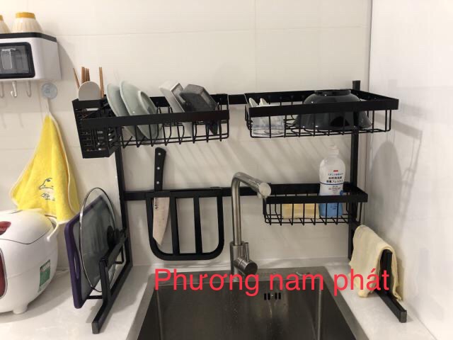 [GIÁ SỈ CHẠY SỐ LƯƠNG}KỆ 65CM đen Kệ Chén Đa Năng LEKUTE INOX ĐẶT TRÊN THÀNH CHẬU 1 HỘC THÔNG MINH TIỆN LỢI