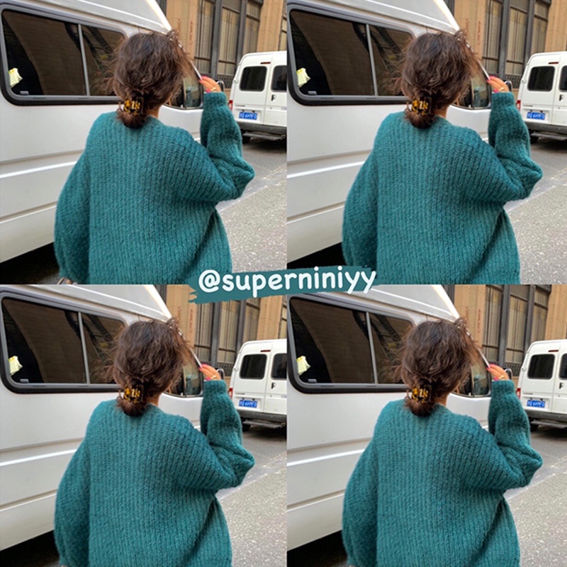 DUNEA Áo Khoác Cardigan Dệt Kim Tay Dài Phong Cách Hàn Quốc Cổ Điển 6 Màu Lựa Chọn