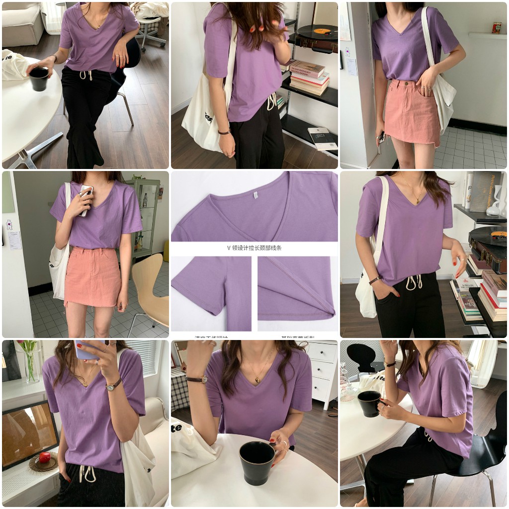 Áo thun cổ V (A32) – Hàng có sẵn