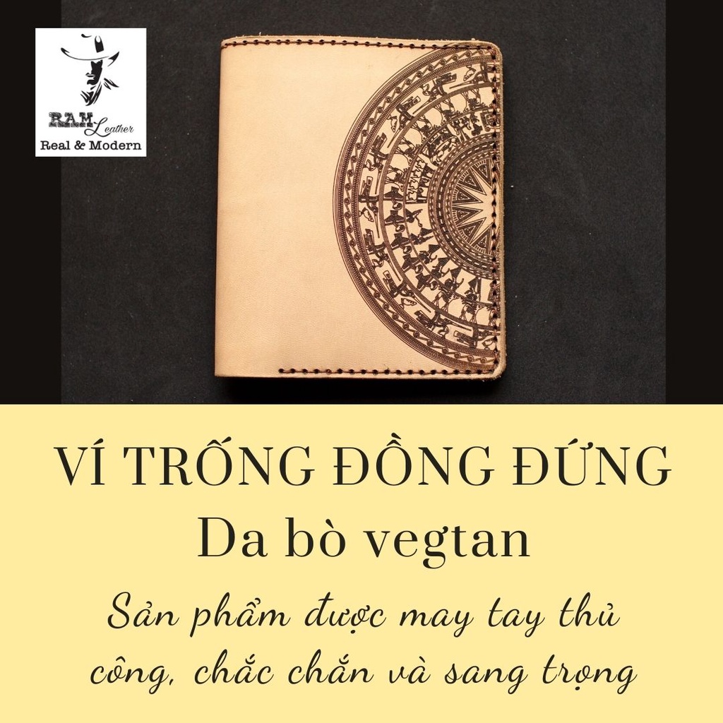 Ví nam Nữ Da Bò Italia Vegtan RAM Leather Khắc Trống Đồng Việt Nam Tốt Cho Sức Khỏe