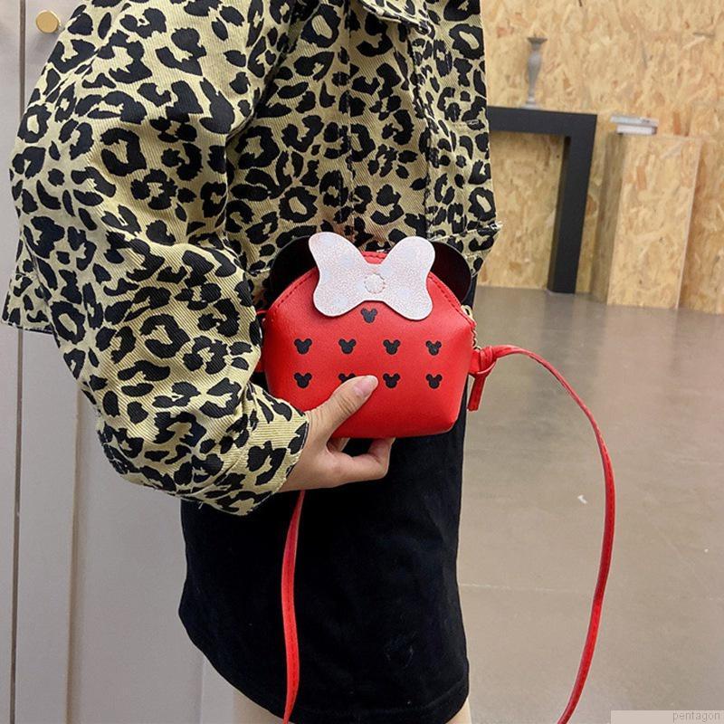 Túi đeo chéo da PU đính nơ dễ thương cho bé gái