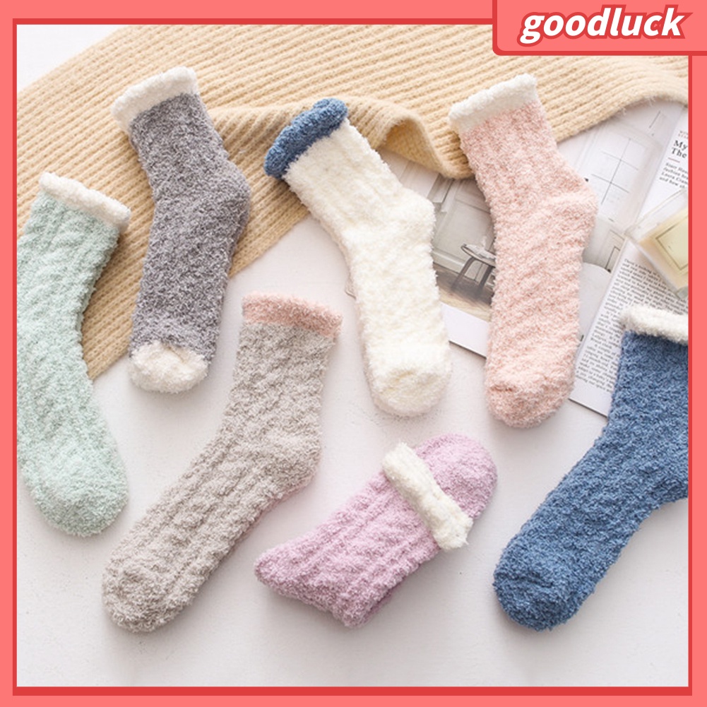 [GOODLUCK] Vớ Lông Cừu San Hô Dày Giữ Ấm Mùa Đông Cho Nữ