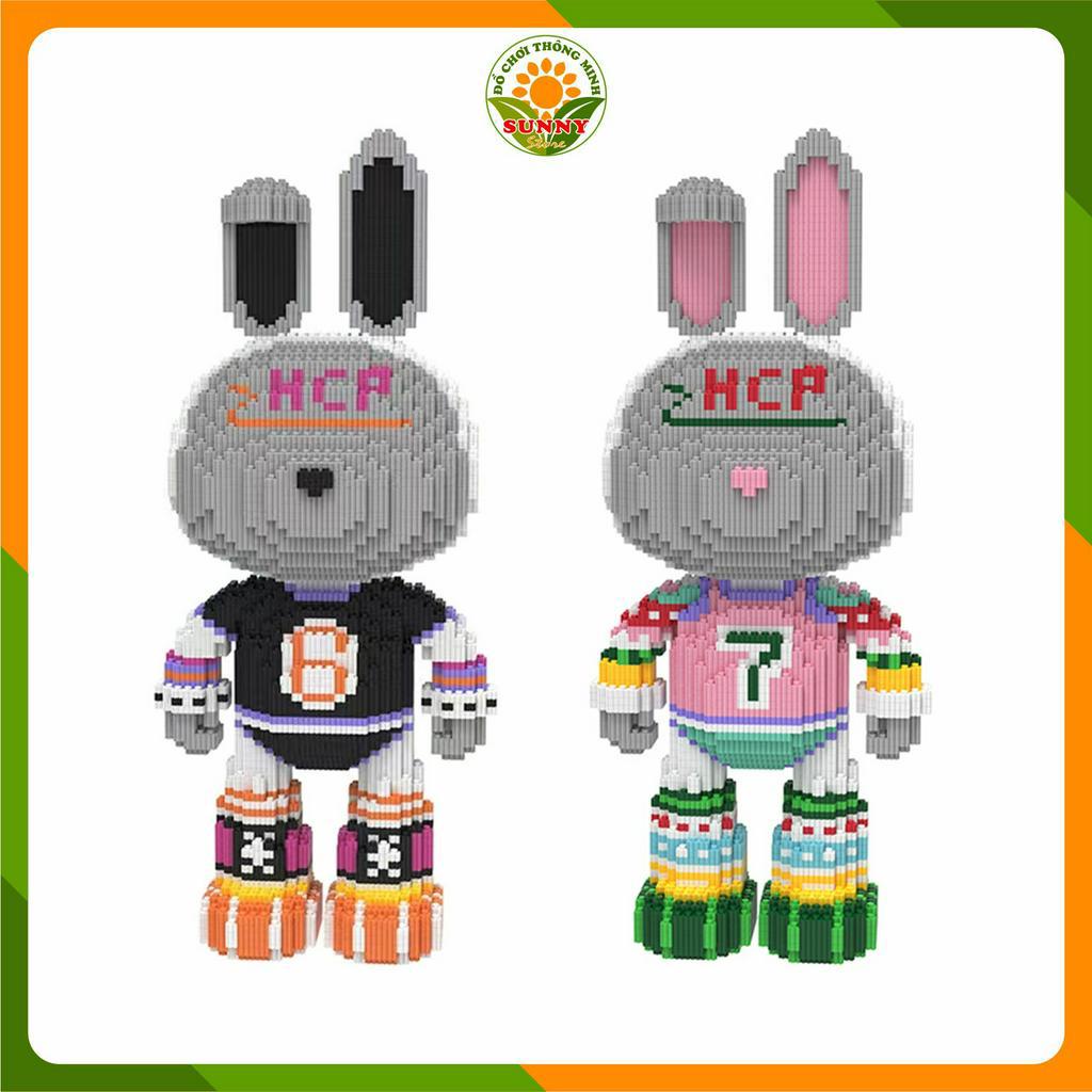 Đồ chơi lắp ghép Thỏ Mo Mo sắc màu cá tính - Mô hình lắp ghép 3D Thỏ Mo Mo - Cao 53cm - 3500+pcs - Sunny