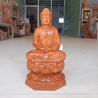 Tượng phật A di đà gỗ hương cao 30 cm