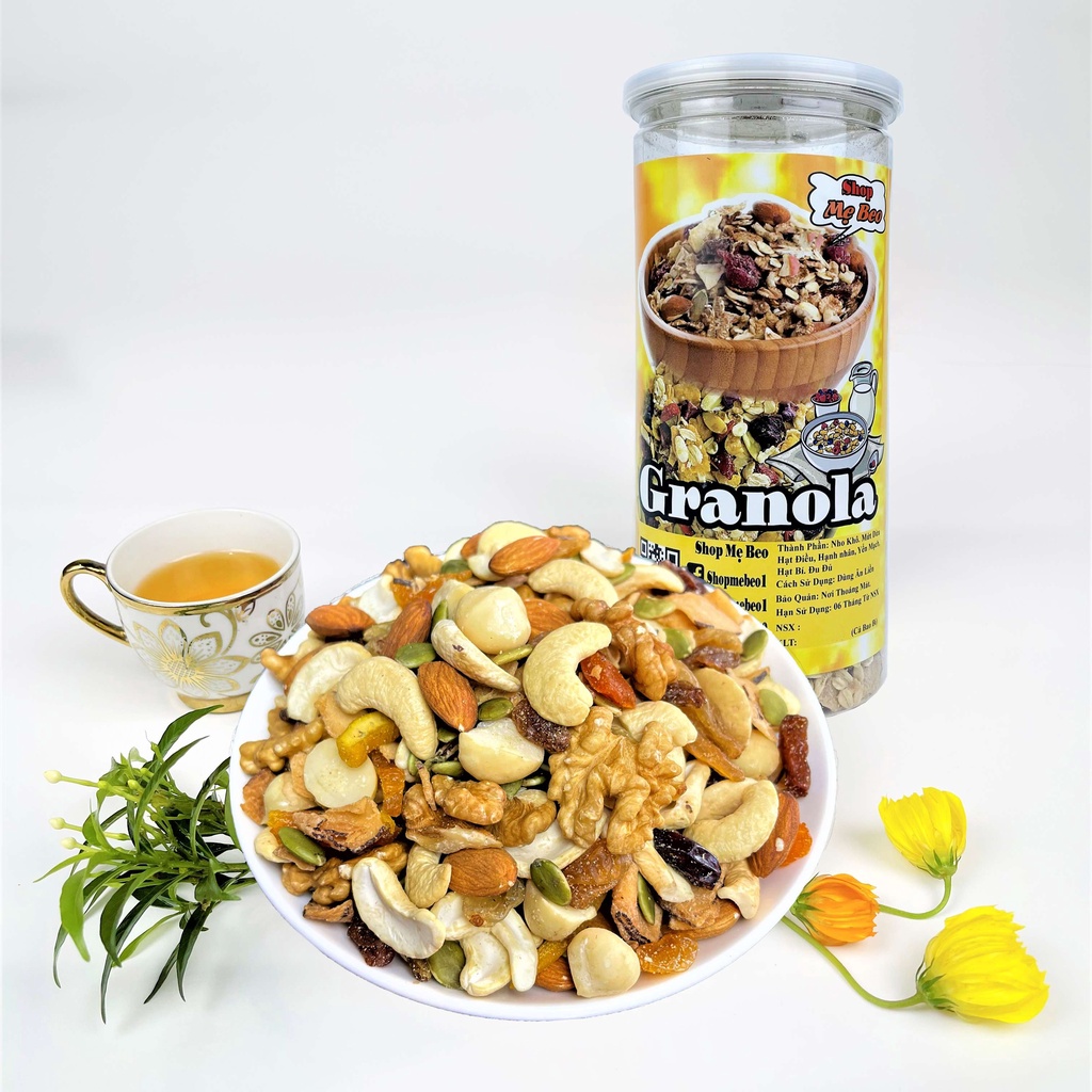 Granola siêu hạt dinh dưỡng không yến mạch ăn kiêng giảm cân Hộp 500gr