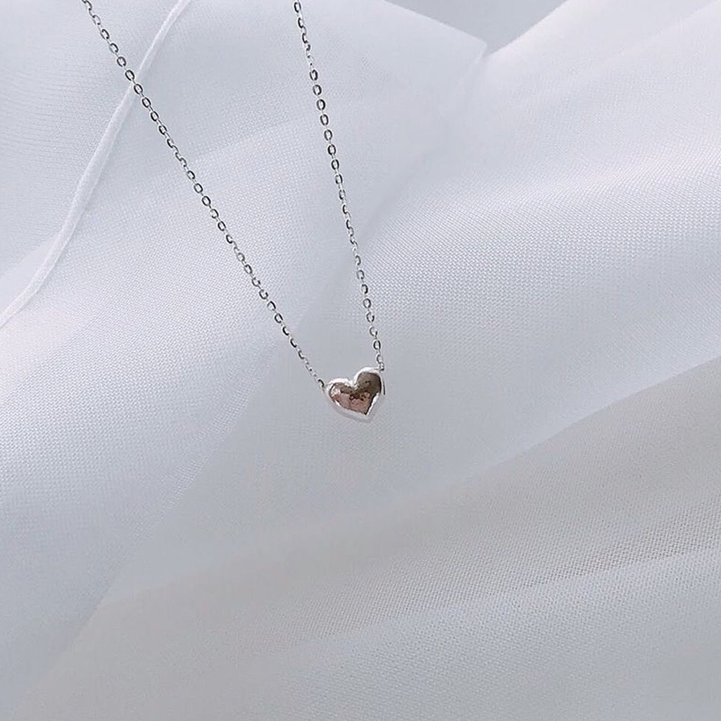 Dây Chuyền Basic Bạc Ta S925 Cao Cấp CaoBac Silver TIm Phồng Trơn Đơn Giản, Thanh LỊch, Sang Trọng Cho Bạn Gái