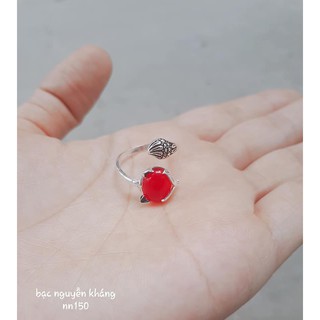 Nhẫn hồ ly bạc ta đính đá phong thủy