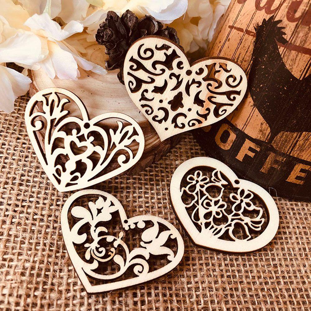 YIYU Miếng Gỗ Hình Trái Tim Khắc Thủ Công Dùng Trang Trí Tiệc Cưới