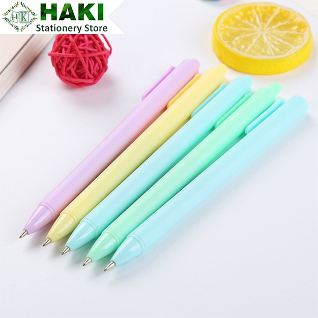 Bút bi nước mực gel HAKI, bút bi cute mực đen ngòi 0.5mm màu macaron dễ thương B06