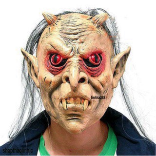 Mặt nạ ma hóa trang mắt đỏ tóc dài đen cho ngày halloween