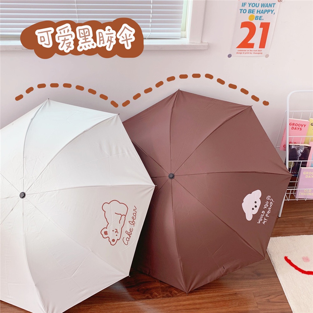 Dù Gấp Ba Khúc Họa Tiết Hoạt Hình Phong Cách Hàn Quốc