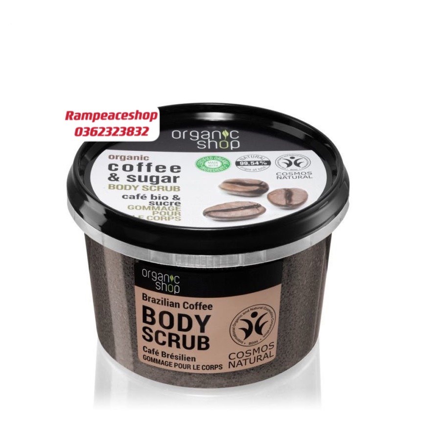 Tẩy Tế Bào Chết Toàn Thân Organic Shop Organic Coffee &amp; Sugar Body Scrub (250ml) - Mẫu mới