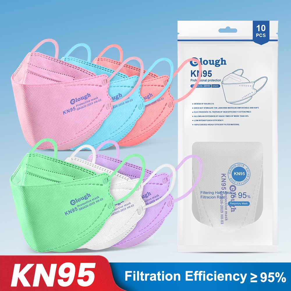 [Hàng mới về] Set 10 Khẩu Trang Ffp2 Kn95 4 Ply Hình Cá Có Thể Tái Sử Dụng Cho Người Lớn