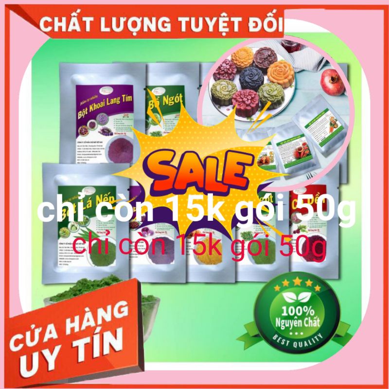 Bột tạo màu tự nhiên 50g(bột gấc/dành dành/lá gai/củ dền/lá nếp-lá dứa/lá cẩm tím/khoai lang tím/bí đỏ