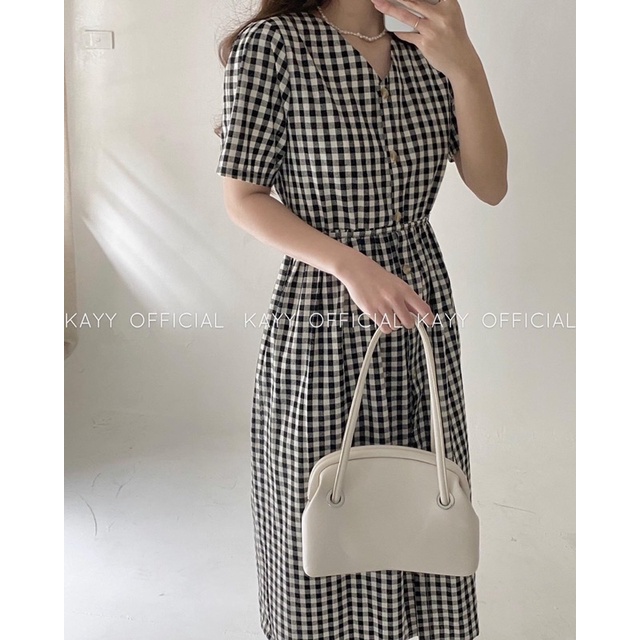 KAYY. Váy kẻ caro khuy dọc - Vkch